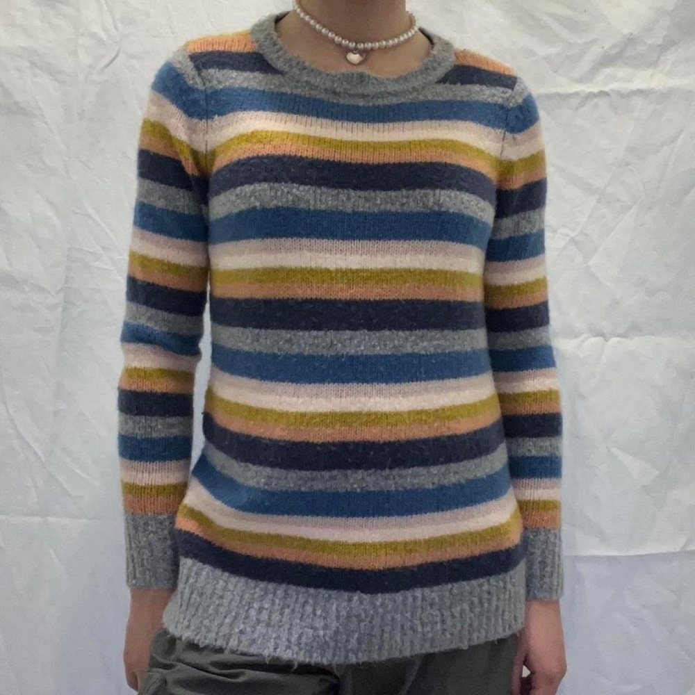 Loft Pastel Striped Multicolor Sweater Size XS Petite